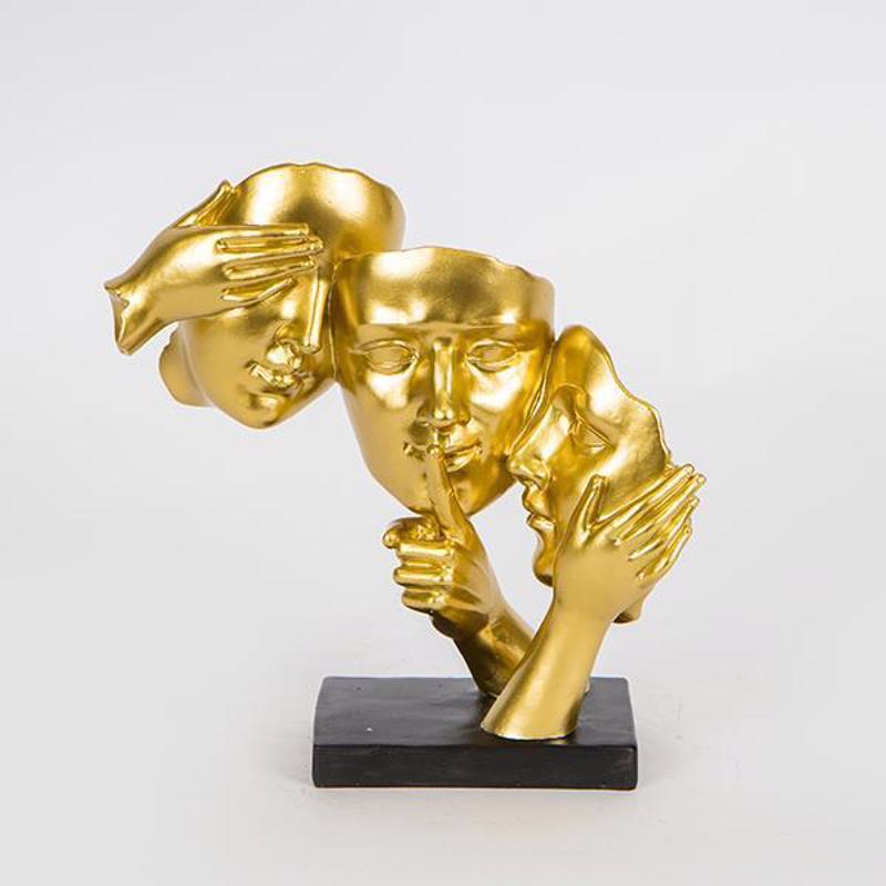 ESTHETI home - ΣΗΜΑΝΤΙΚΟ: Σε περίπτωση διαφοράς τιμής από το κατάστημα ισχύει παντα και μόνο η τιμή του καταστήματος ESTHETI home Διακοσμητικό Γλυπτό Χρυσό με Πρόσωπα 21x9.